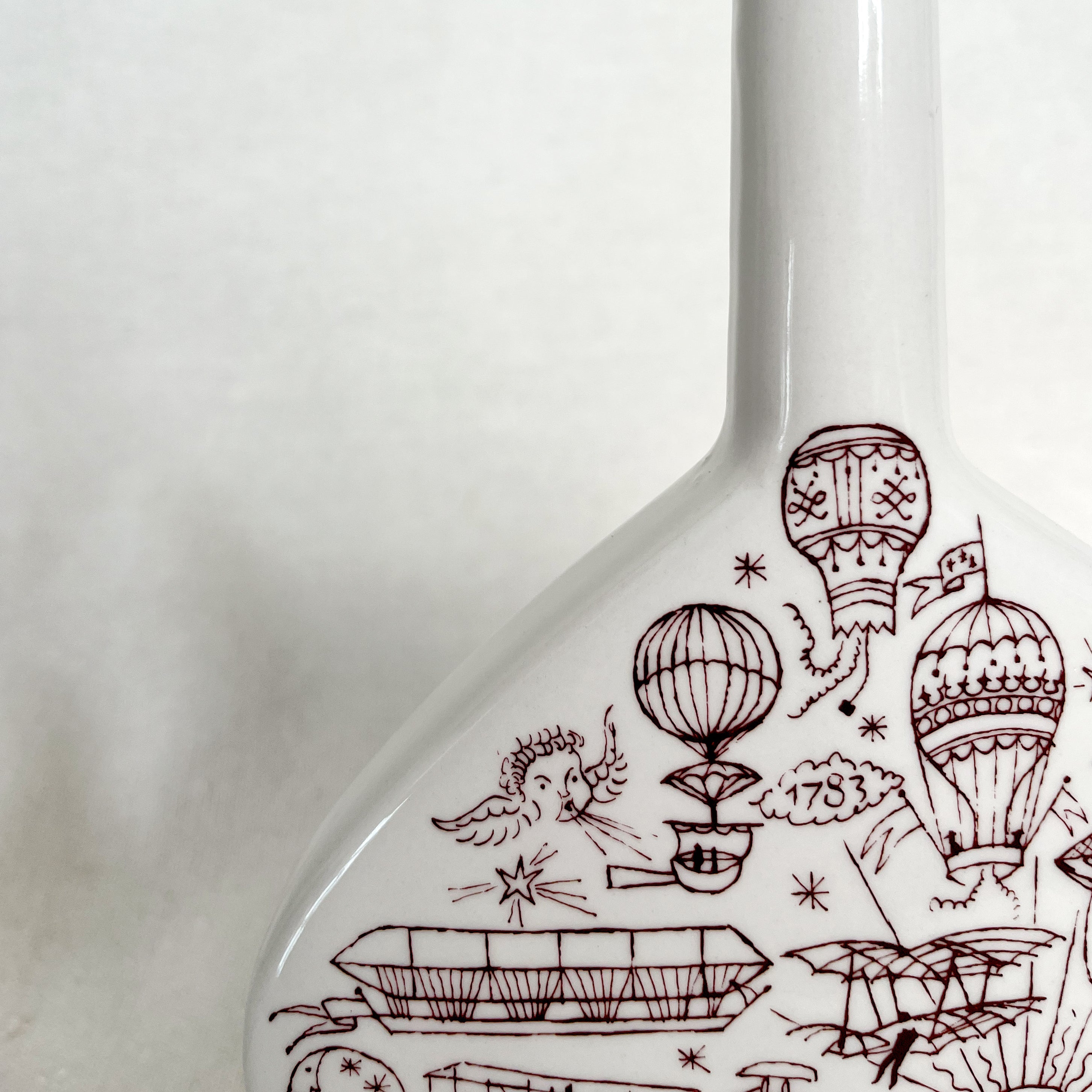 Ceramic Vase with Burgundy Design