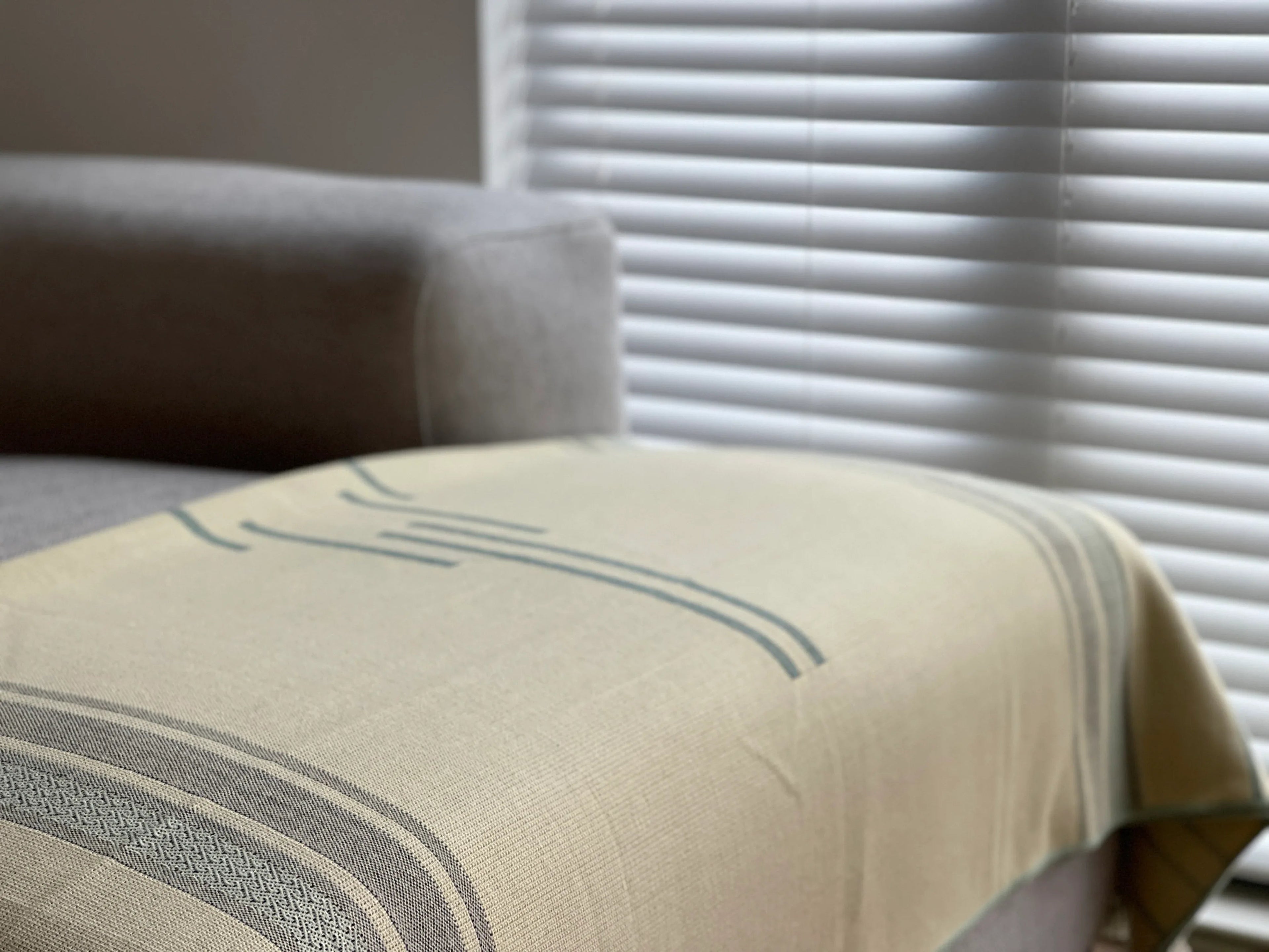 Equinoccio Throw - 100% Recycled Acrylic, Mint/Natural