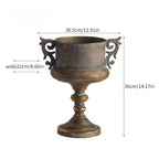 Embossed Gold Urn Planter - Decorative Handles