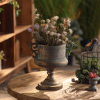 Embossed Gold Urn Planter - Decorative Handles