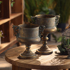 Embossed Gold Urn Planter - Decorative Handles