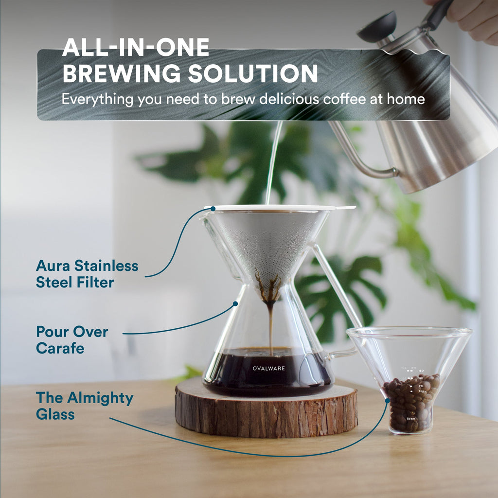 Ovalware Pour Over Coffee Maker - 17oz Borosilicate Kit
