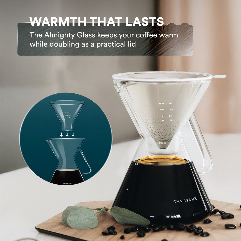 Ovalware Pour Over Coffee Maker - 17oz Borosilicate Kit