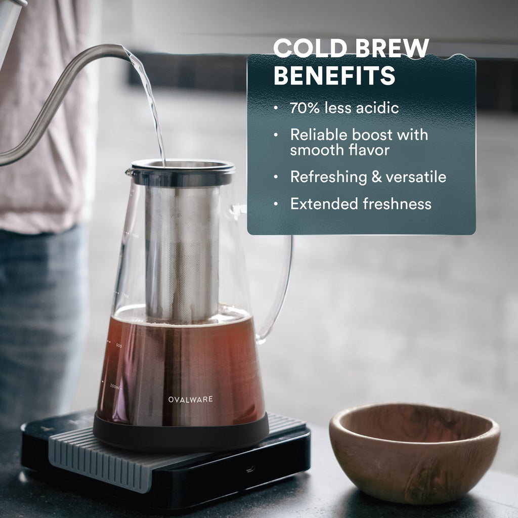Ovalware Cold Brew Maker - Glass Carafe with Stainless Filter