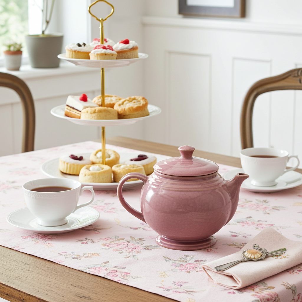 Cameron Clay Sevilla Ringware Teapot - Dusty Rose