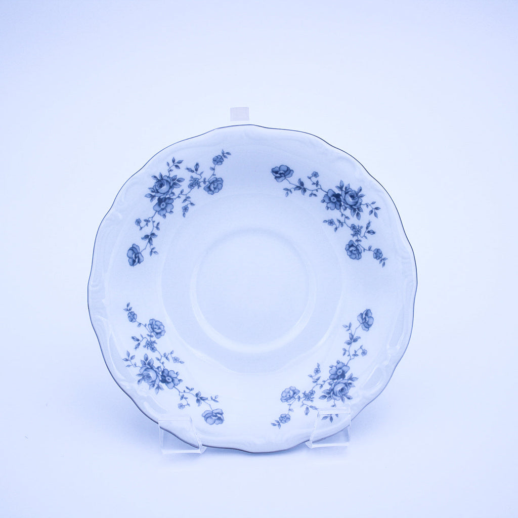 Johann Haviland Blue Garland Tea Saucers Set of 8 – Platinum Trim