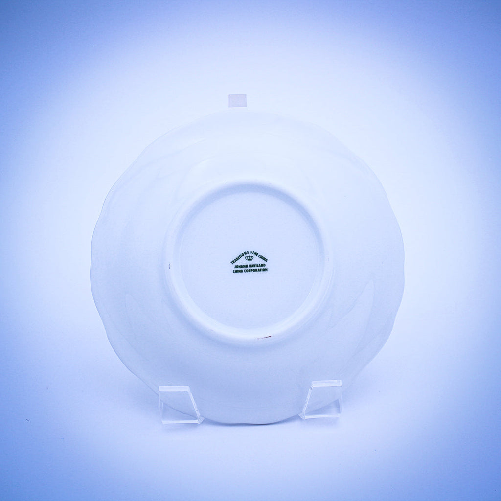 Johann Haviland Blue Garland Tea Saucers Set of 8 – Platinum Trim