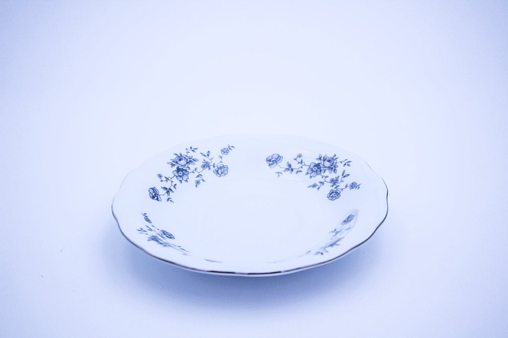 Johann Haviland Blue Garland Tea Saucers Set of 8 – Platinum Trim