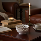 Lenox Porzellan Rosetten-Schale mit durchbrochenem Muster und 24K Goldrand 4,25"