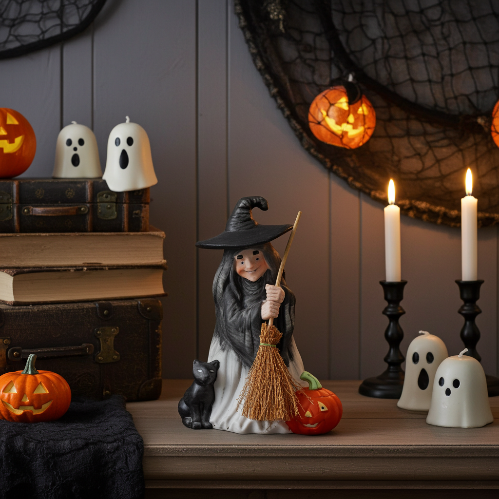 United China & Glass Witch Figurine - Hand-Painted Halloween Decor