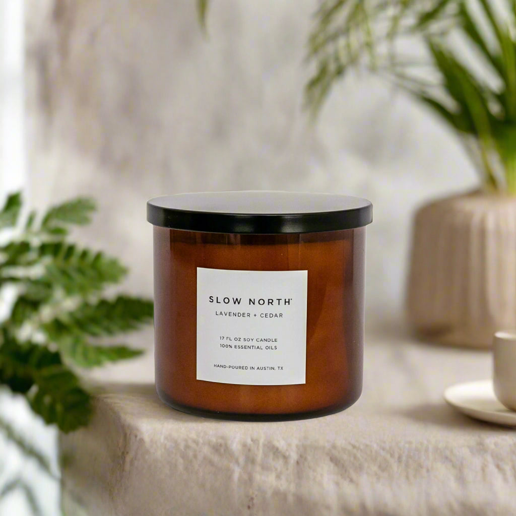 Lavender + Cedar Signature 3‑Wick Candle – Calming Floral & Wood