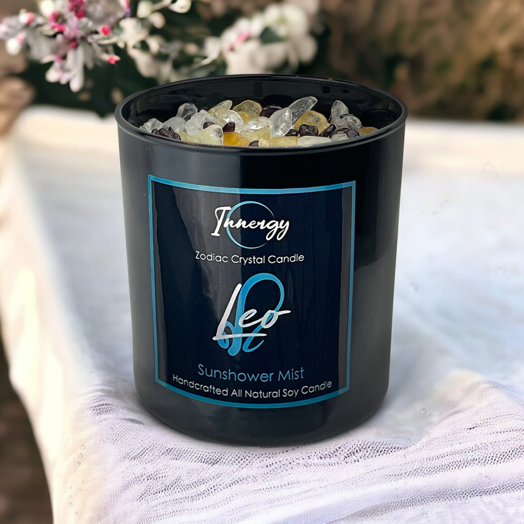 Leo Zodiac Crystal Candle — 10 oz