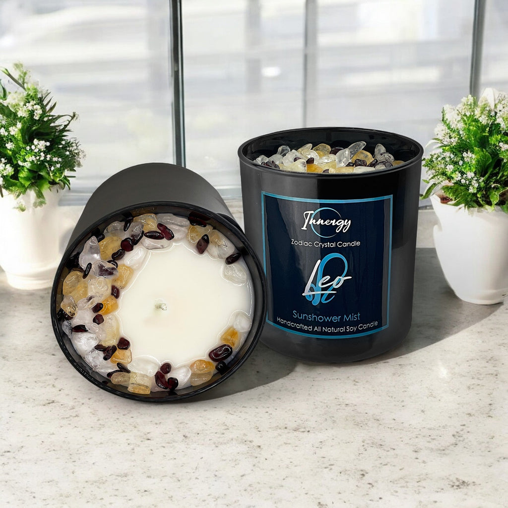 Leo Zodiac Crystal Candle — 10 oz