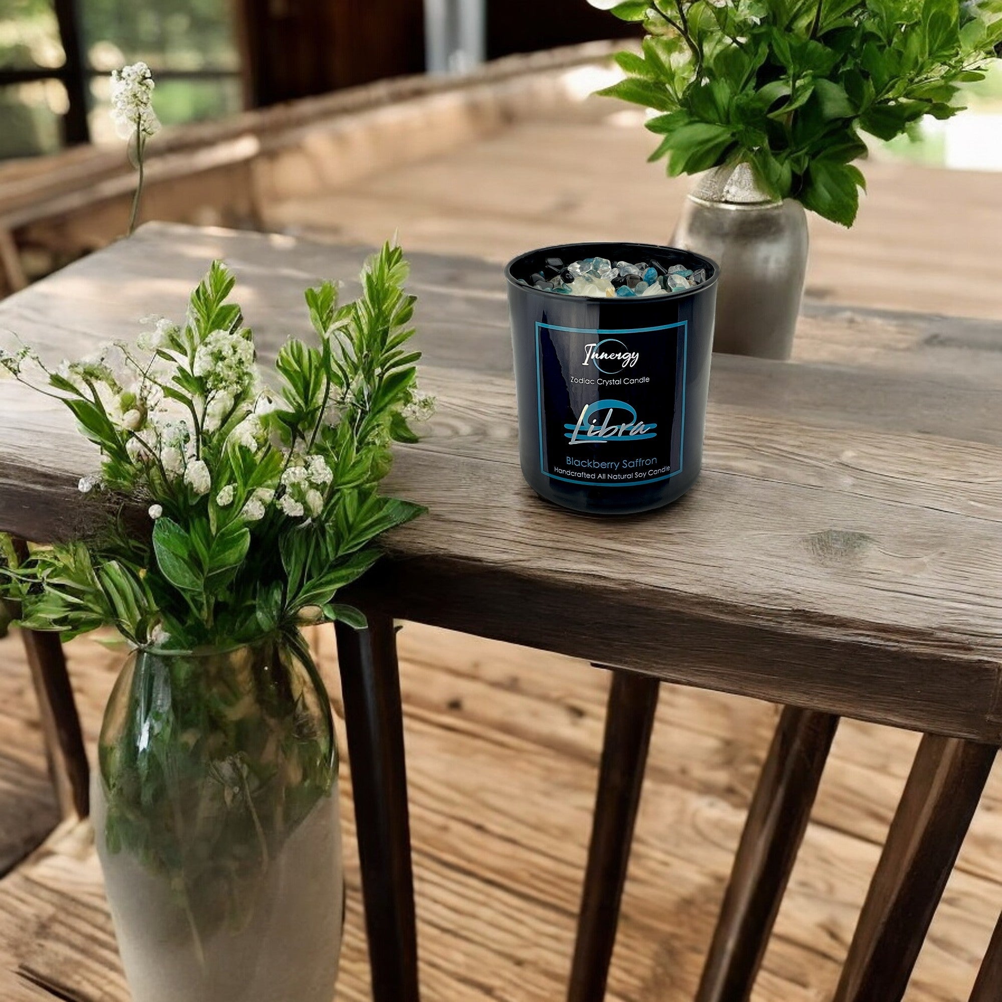Libra Zodiac Crystal Candle — 10 oz