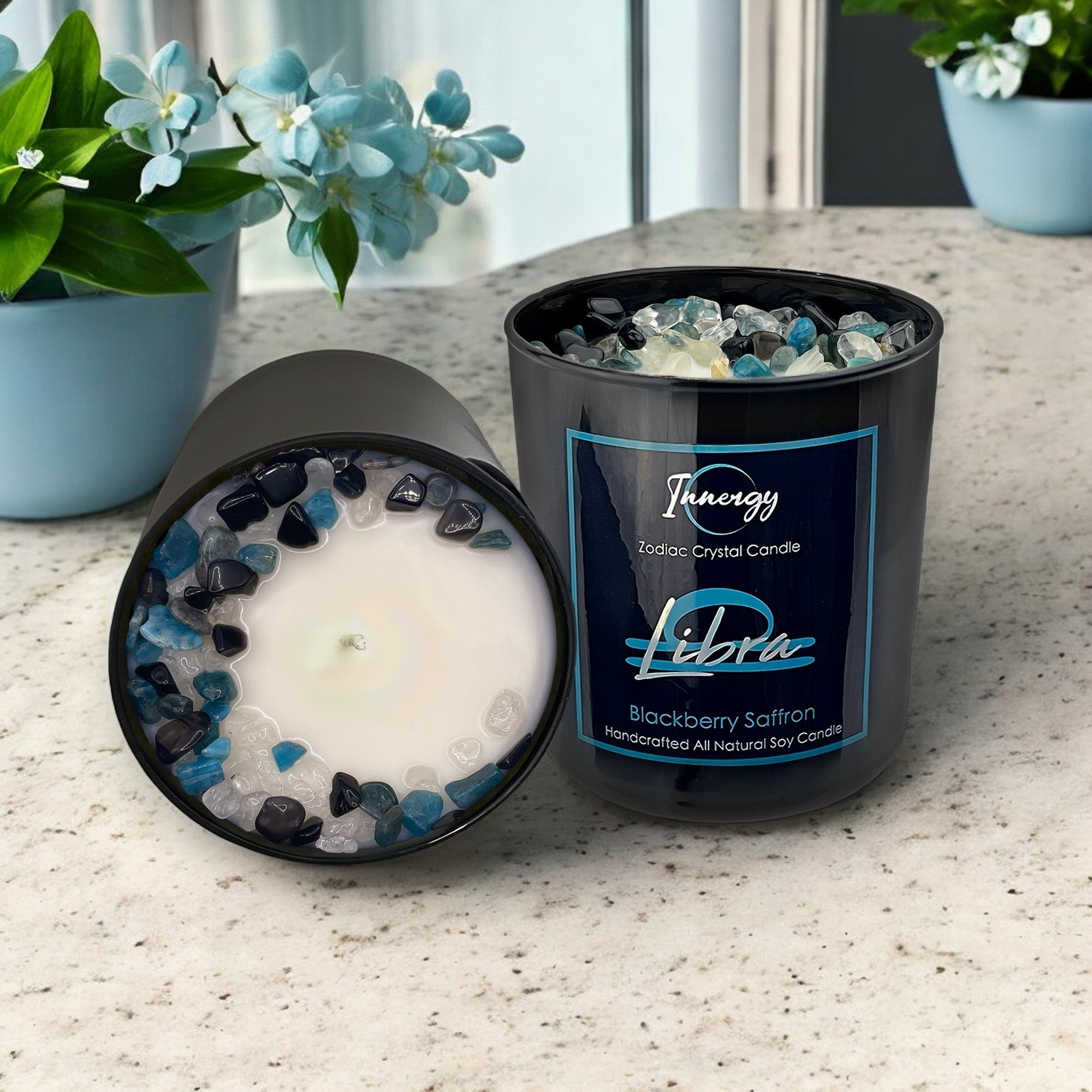 Libra Zodiac Crystal Candle — 10 oz