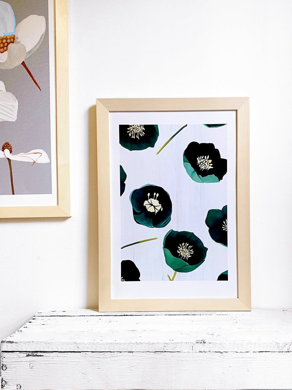 Art Print:  Green Winter Rose on Snow