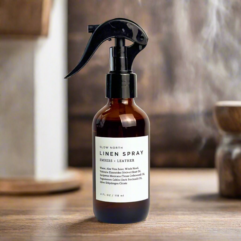 Embers + Leather Linen Spray – Warm Earthy Blend