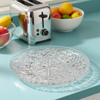 Anchor Hocking Stars and Bars Pressed Glass Platter – Mid‑Century Plate