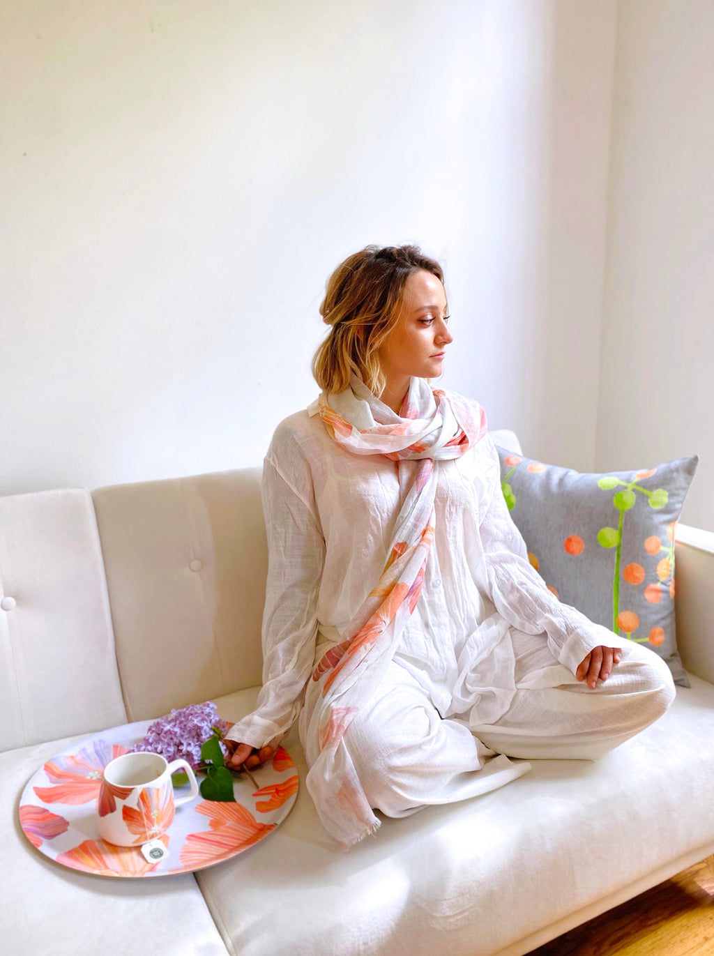 Throw Pillow: Brunia on Grey