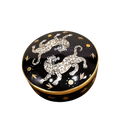 Maenad Glazed Porcelain Round Box — Leopard Print