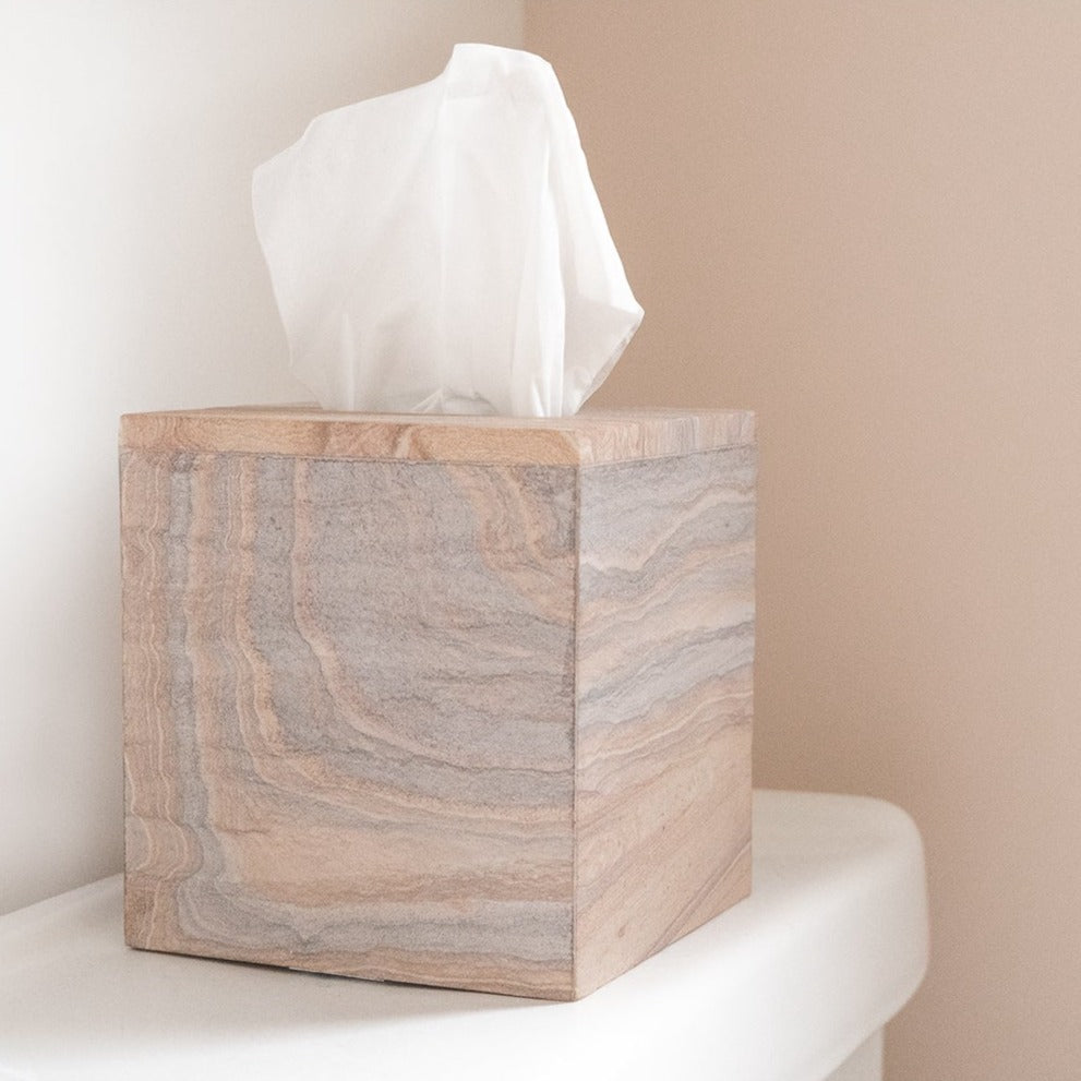 Malibu Sandstone Tissue Box — Rainbow Sandstone