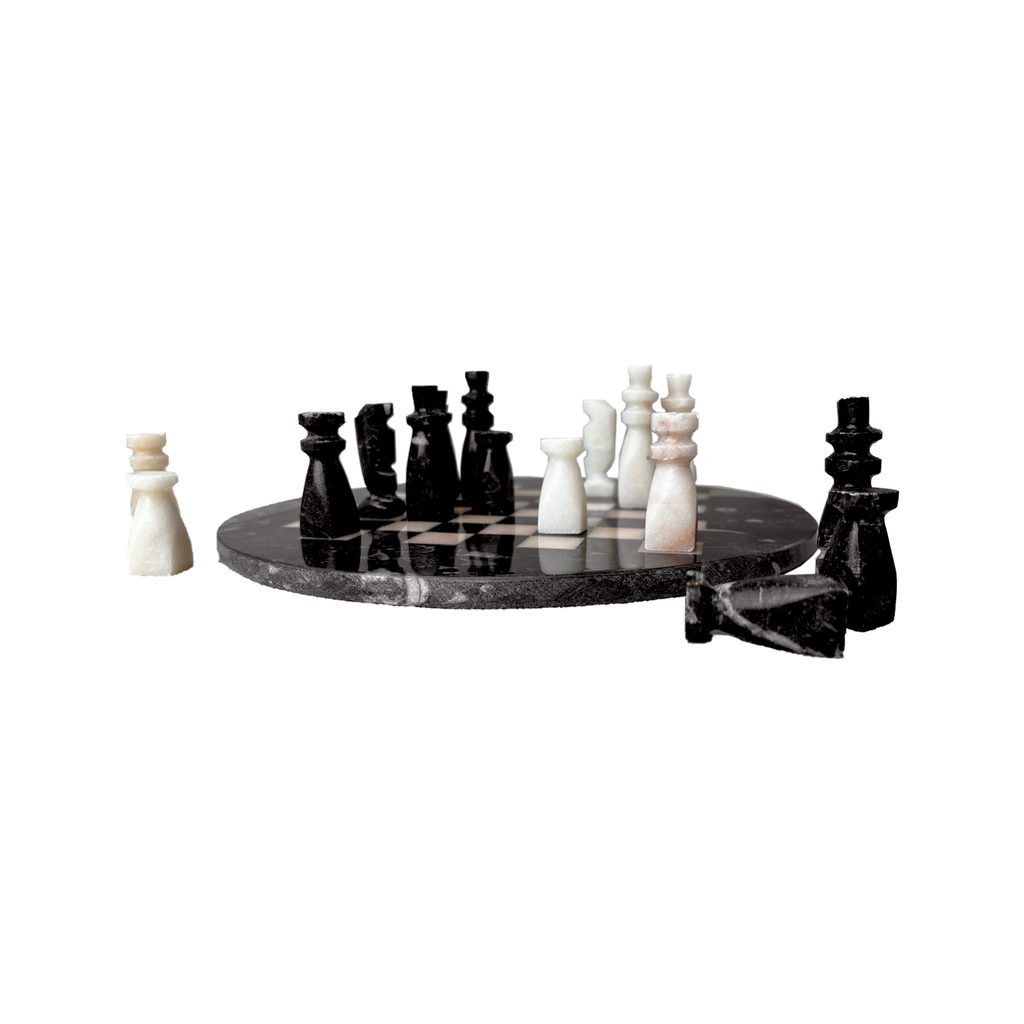 Hand‑Carved Stone Chess Set — 9.5" Board