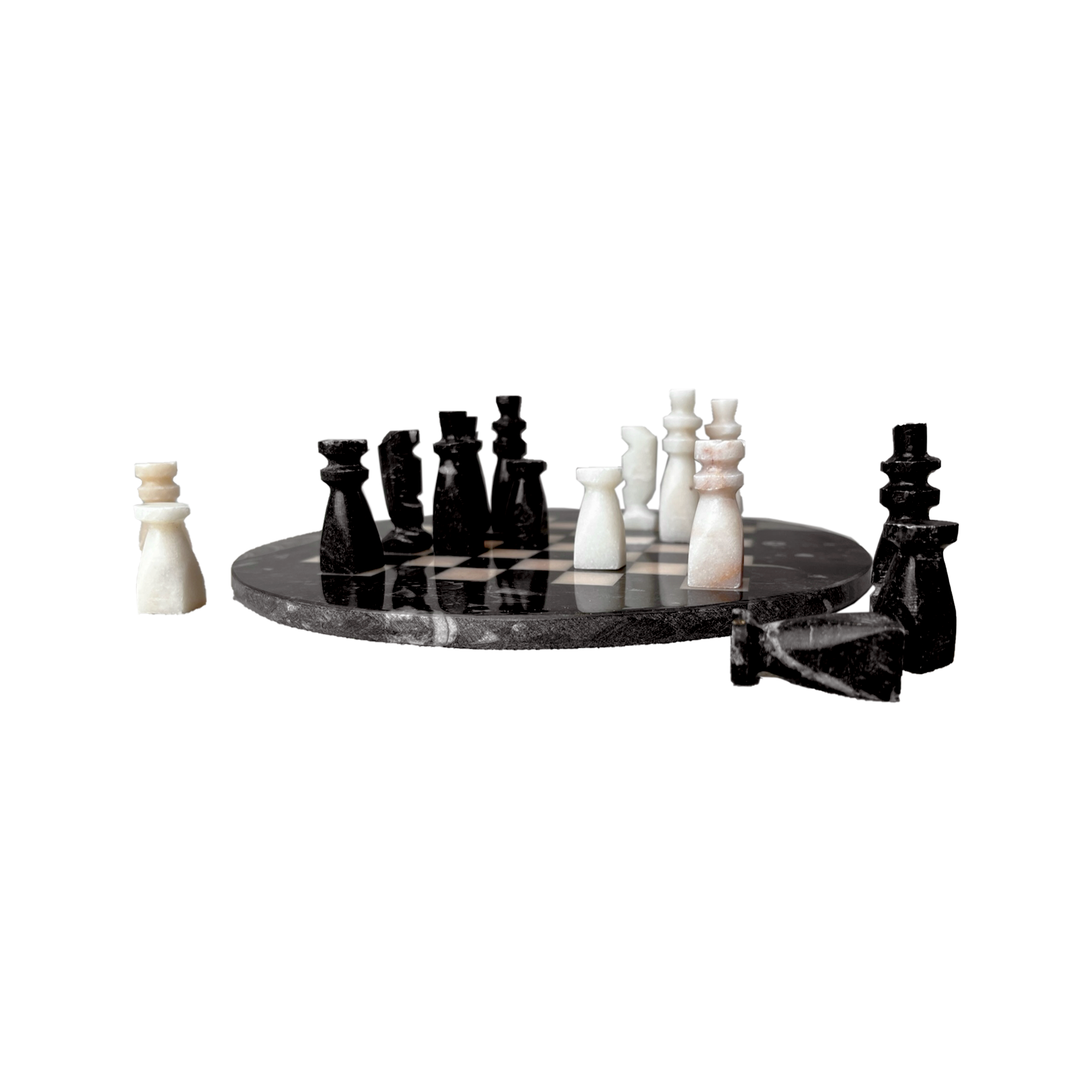 Hand‑Carved Stone Chess Set — 9.5" Board