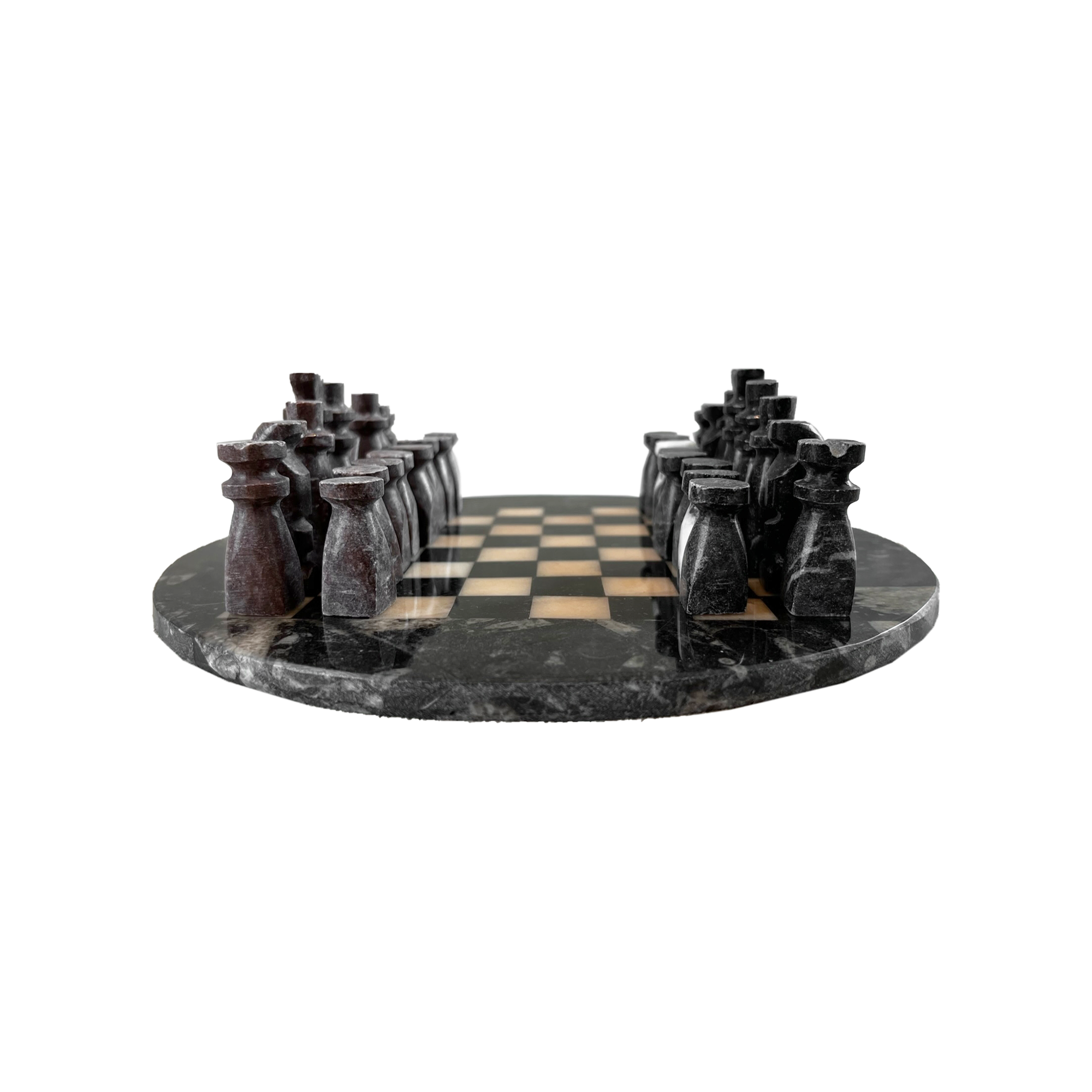 Hand‑Carved Stone Chess Set — 9.5" Board