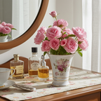 Schumann Arzberg Trumpet Vase - Pink Rose & Gilt