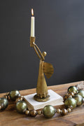 Metal Christmas Angel Taper Candle Holder - Antique Gold Finish