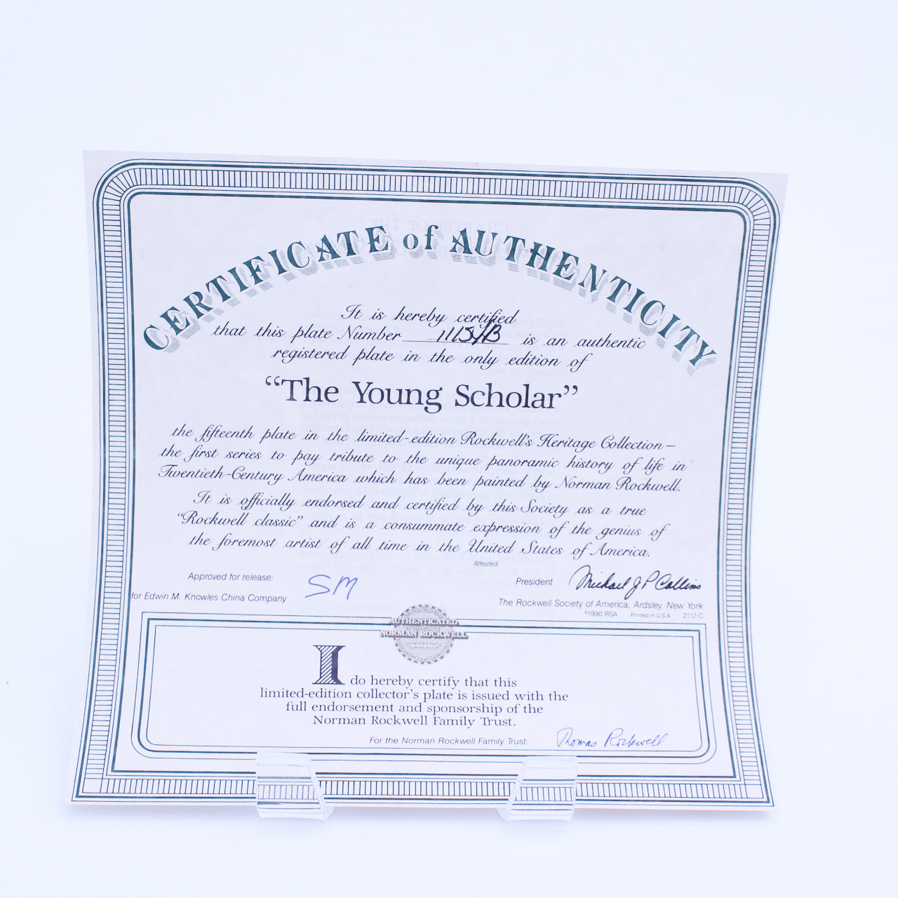 Knowles 1991 Norman Rockwell “The Young Scholar” Plate — Heritage Collection