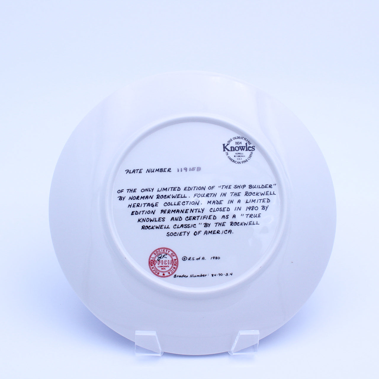 Knowles 1980 Norman Rockwell “The Ship Builder” Plate — Heritage Collection