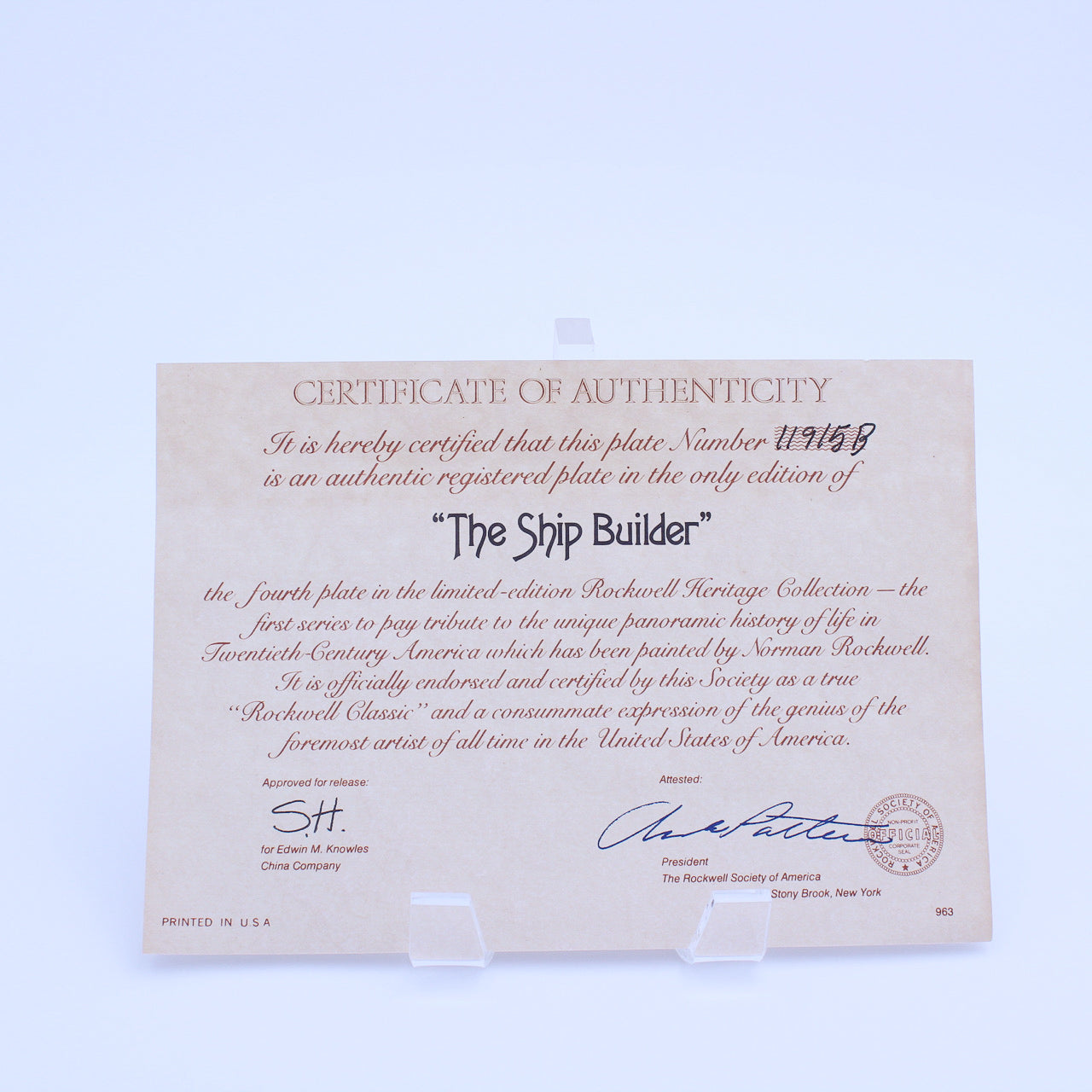 Knowles 1980 Norman Rockwell “The Ship Builder” Plate — Heritage Collection