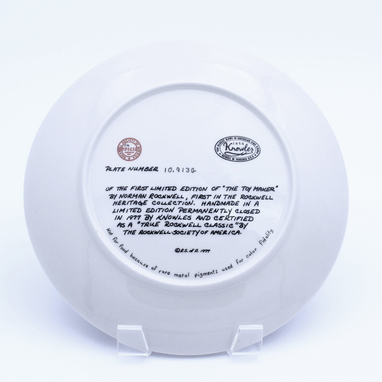 Knowles 1977 Norman Rockwell “The Toy Maker” Plate — Heritage Collection