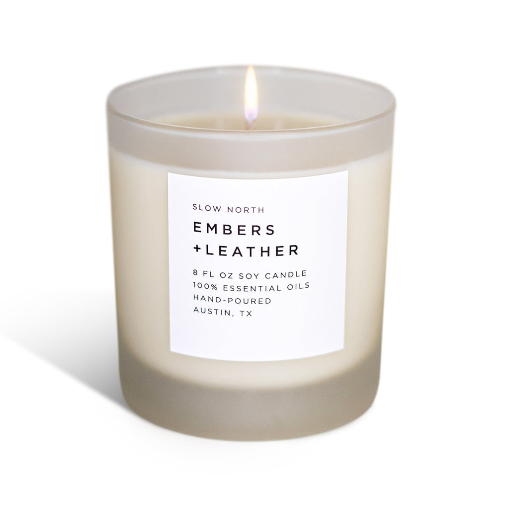 Embers + Leather Signature Candle – Vetiver, Cedar & Patchouli