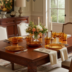 Duralex France Lys Amber Dinner Set – 32‑Piece Mid‑Century Service for Eight