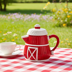 1992 House of Lloyd Red Barn Ceramic Teapot