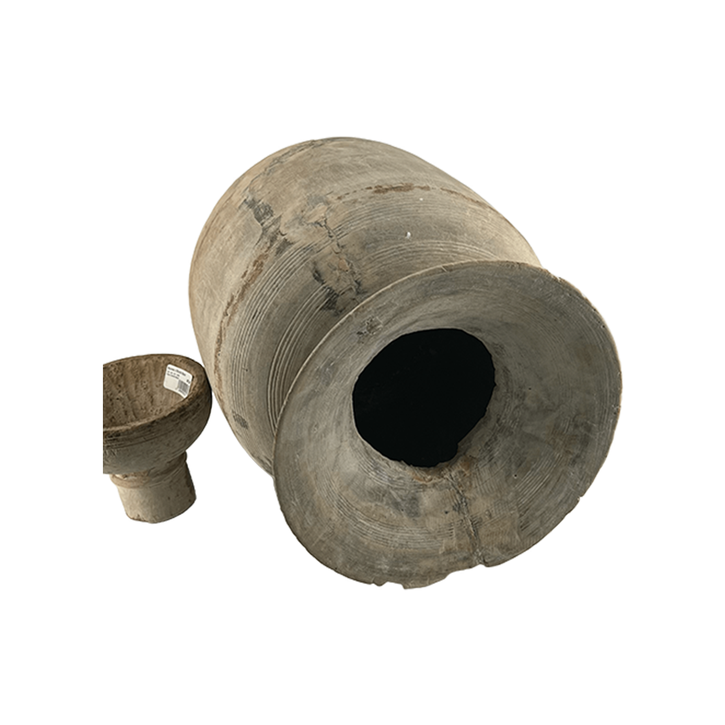 Hand‑Carved Teak Vintage Vessel