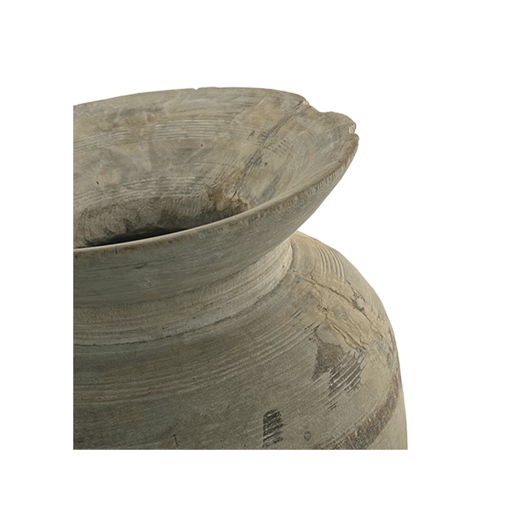 Hand‑Carved Teak Vintage Vessel