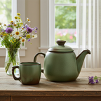 Frankoma Teekanne Prairie Green 61 mit Plainsman Tasse