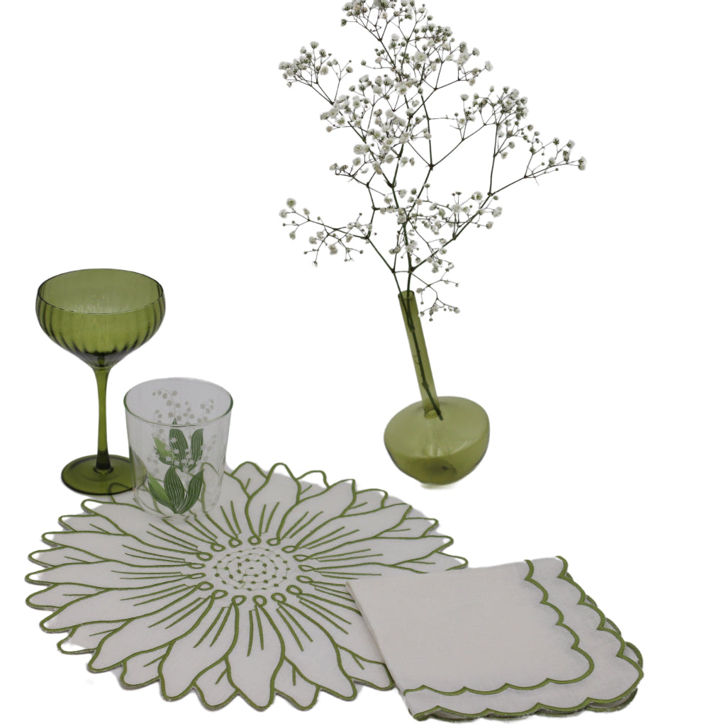 Olive Bloom Linen Placemat – Set of 12