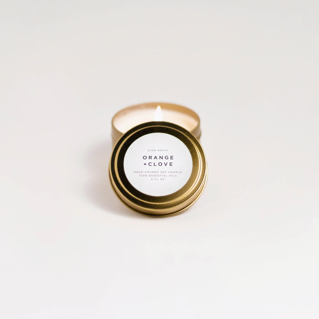 Orange + Clove Travel Candle – Warm Citrus & Spice