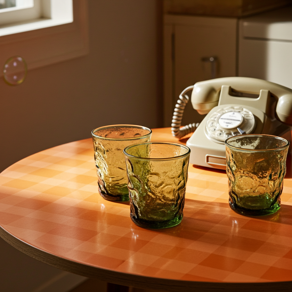 Verres à whisky verts Anchor Hocking Lido Milano – Ensemble rétro texturé