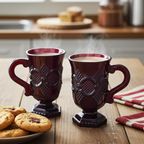 Avon 1876 Cape Cod Ruby Red Tassen auf Fuß – Zweierset