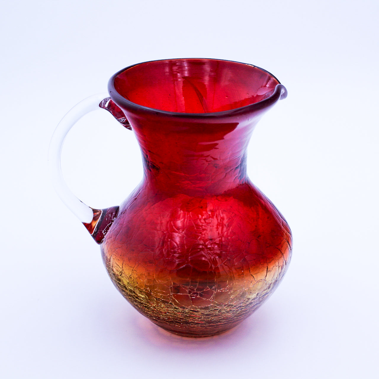 Lovely Amberina Small Pitcher with Amber Crackle Glass