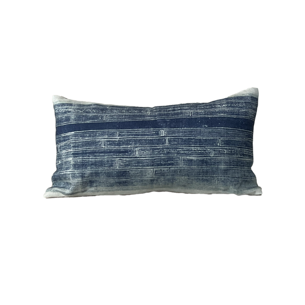 Vintage Mudcloth Pillow — Blue Print