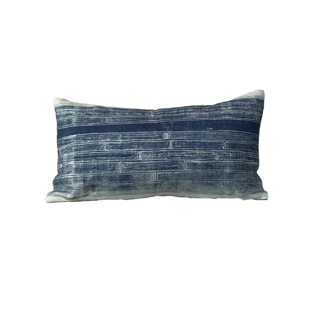 Vintage Mudcloth Pillow — Blue Print