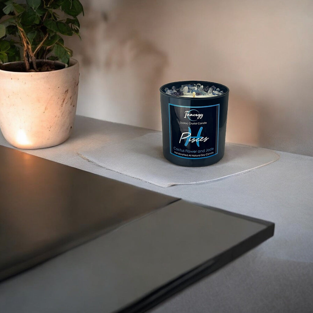 Pisces Zodiac Crystal Candle — 10 oz