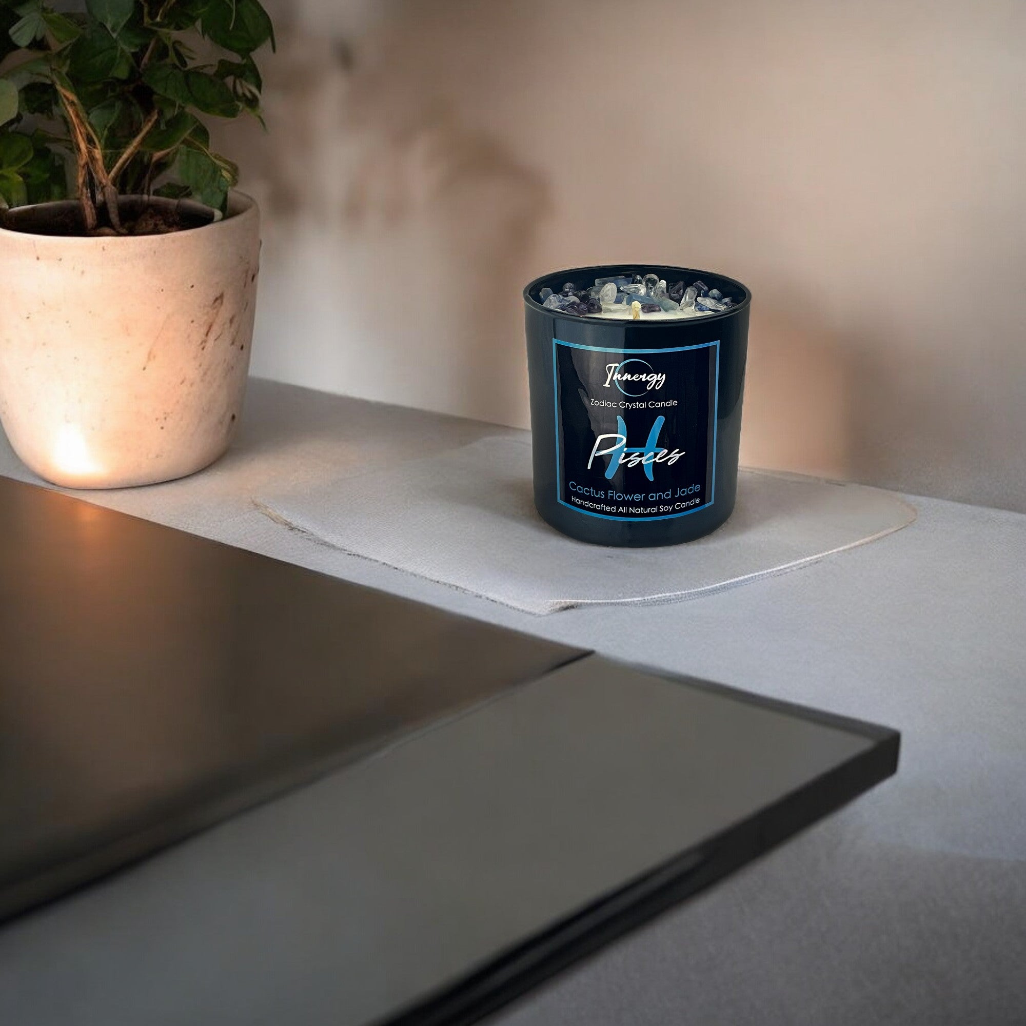 Pisces Zodiac Crystal Candle — 10 oz