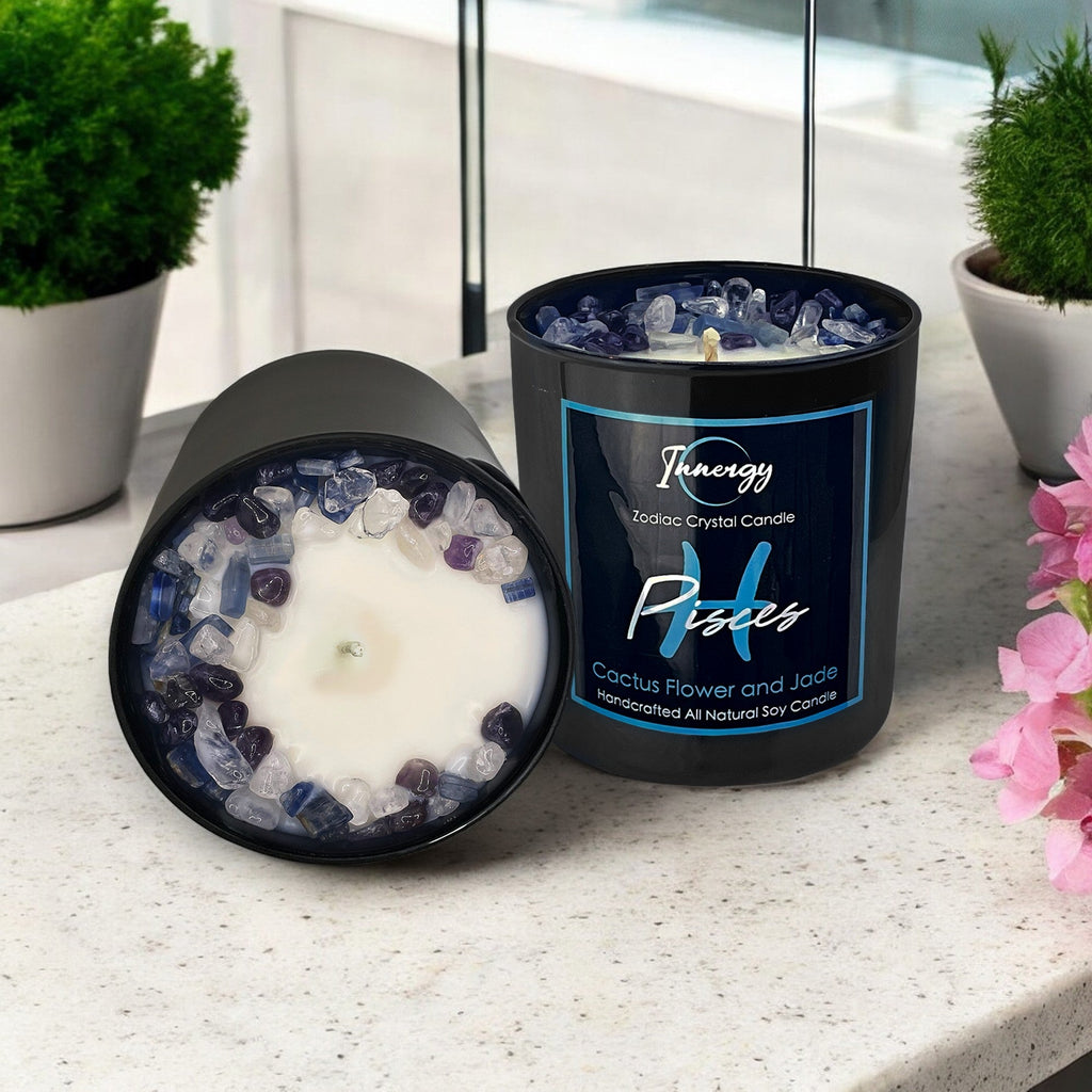 Pisces Zodiac Crystal Candle — 10 oz